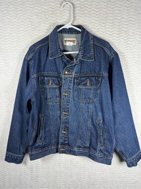 Vtg WranglerRugged Wear Blue Denim Button Up Jacket.